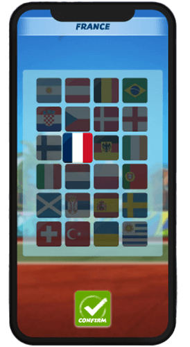 Choix du Pays Jeu du Penalty Mobile