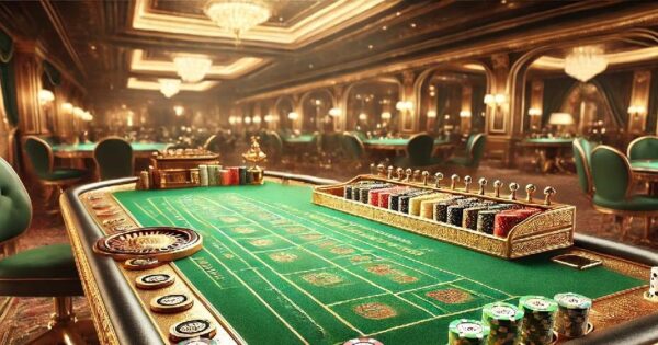 Baccarat table in a casino, picture for article Baccarat strategies