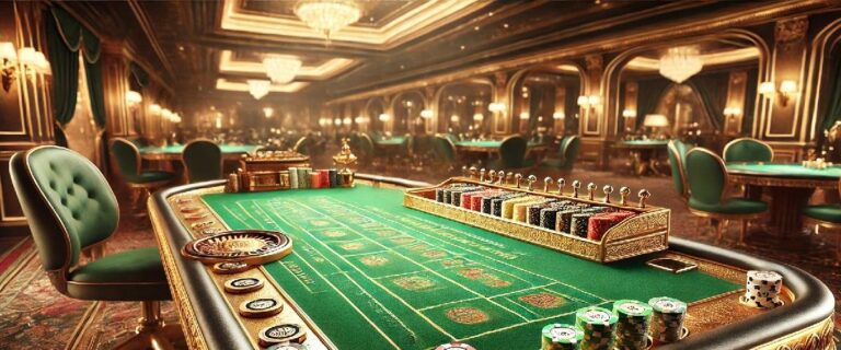 Baccarat table in a casino, picture for article Baccarat strategies