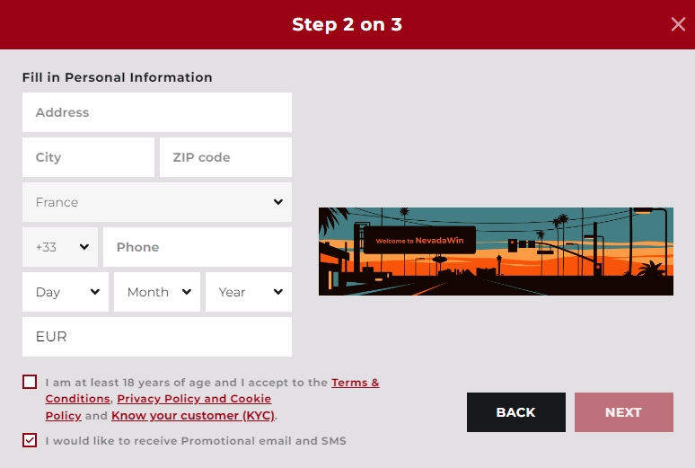 Register step 2 NevadaWin