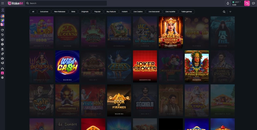 Rakebit online casino slots overview